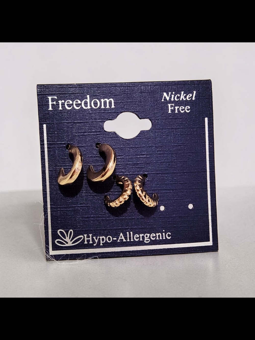 Freedom Hypo-Allergenic Gold Tone Huggie Earring Set
